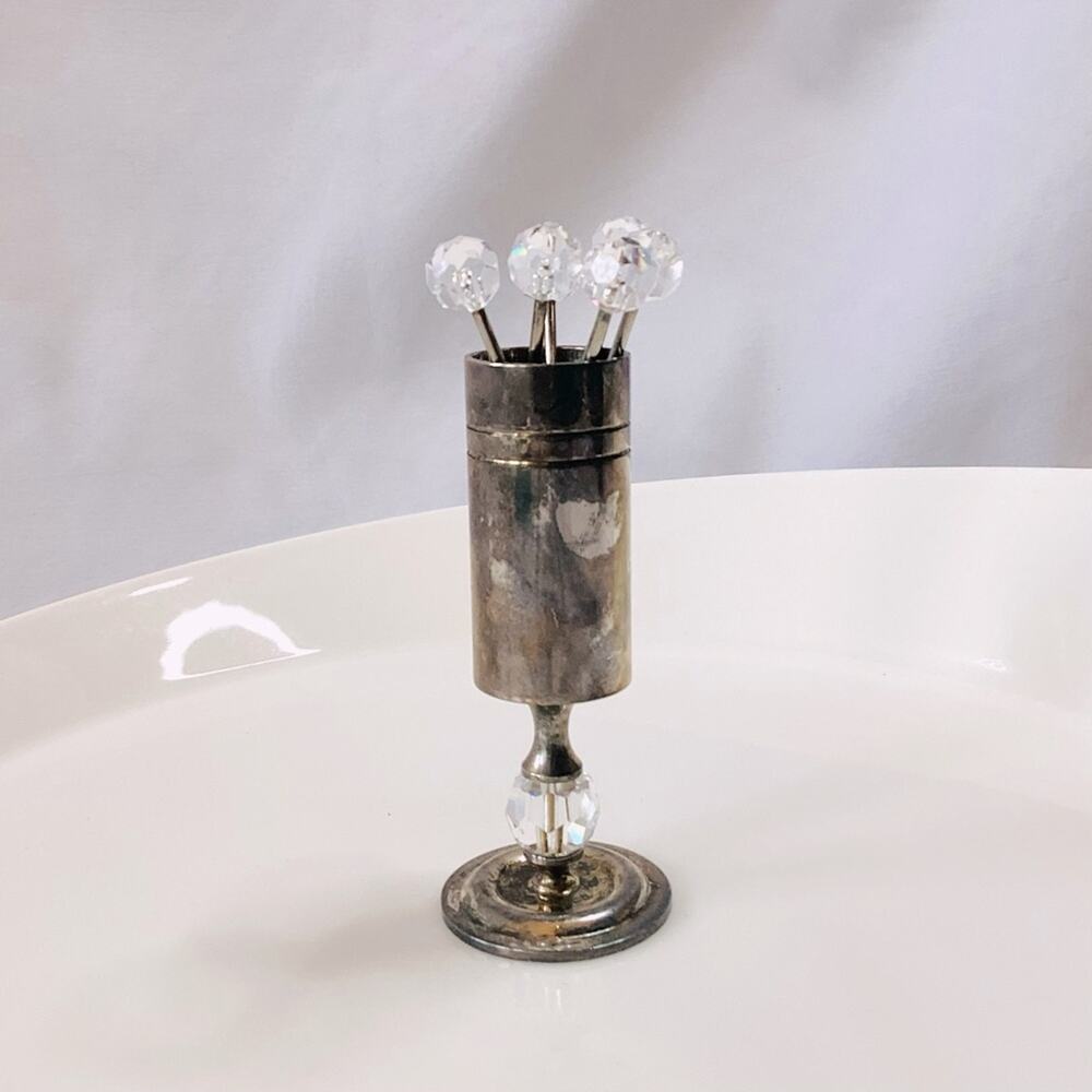 Vintage Set of Hatpins in a Cup Holder